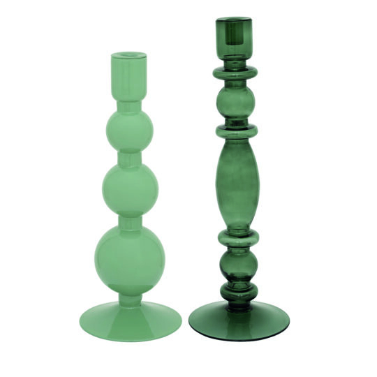 glazen kandelaar set duck green