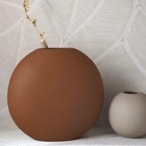 Cooee Design Vase Pastille made of ceramic in black handmade, diameter: 20 cm, height: 19 cm, HI 028 25 BK